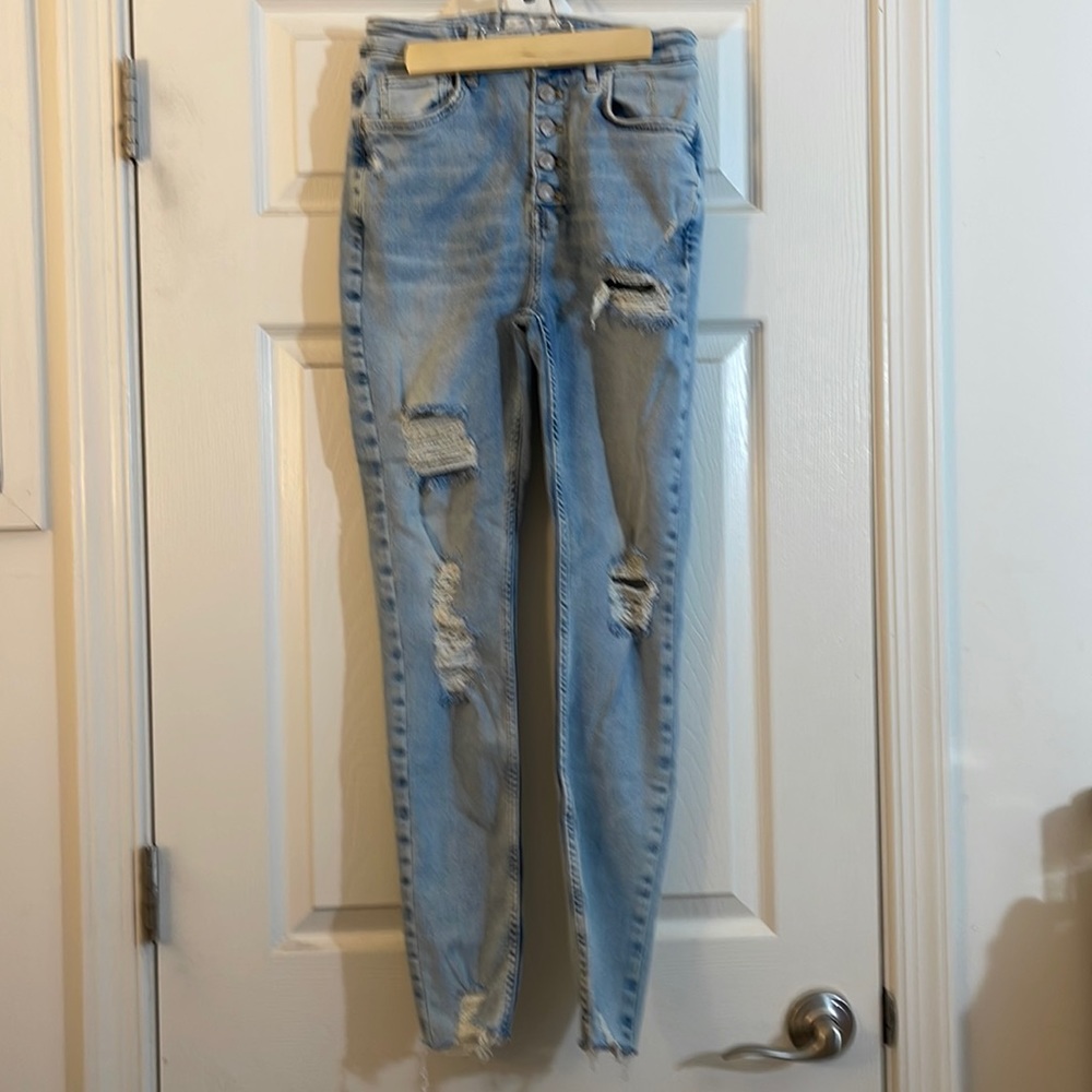 Free People raw high rise skinny denim jegging 27